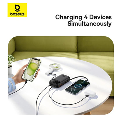 Baseus QPow 2 Digital Display Fast-Charging Power Bank with 2 Built-in Type-C Cable 20000mAh 30W