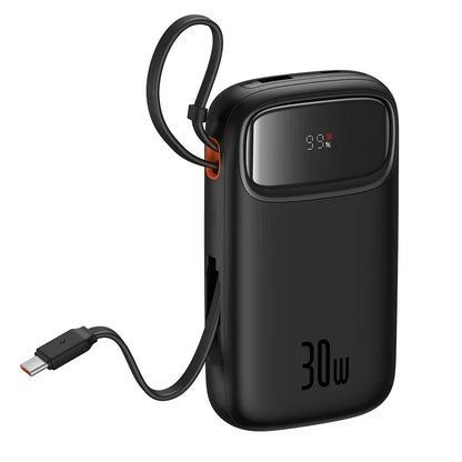 Baseus QPow 2 Digital Display Fast-Charging Power Bank with 2 Built-in Type-C Cable 20000mAh 30W