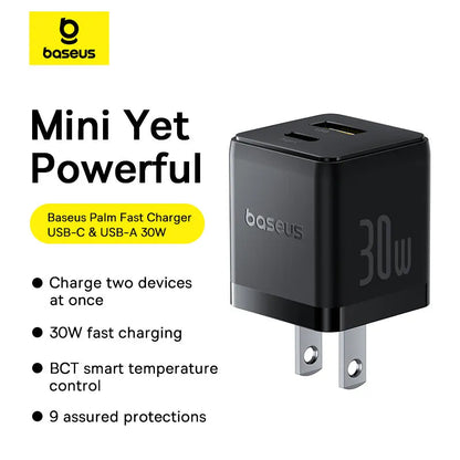 Baseus Palm Series Fast Charger C+U 30W US 