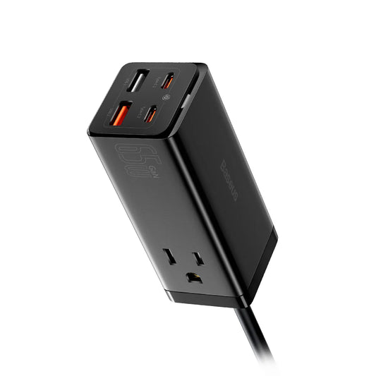 Baseus GaN3 Pro  Desktop Powerstrip AC+2 U+2C  65W CN White (With Mini White Cable Type-C to Type- C 100W(20V/5A) 1m White）