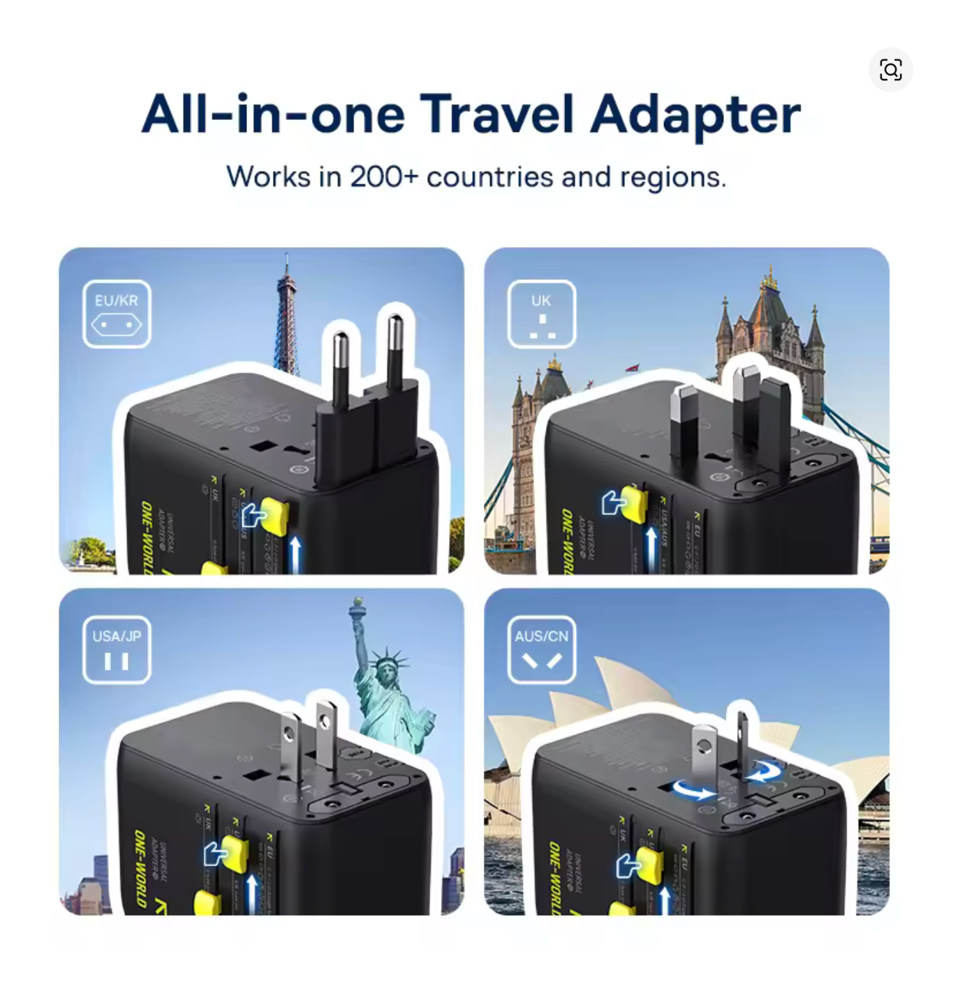 Baseus EnerCore CG11 Universal Travel Adapter with Retractable Cable 2AC+2U+2C 70W