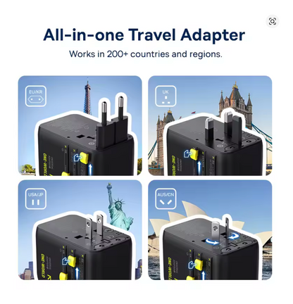 Baseus EnerCore CG11 Universal Travel Adapter with Retractable Cable 2AC+2U+2C 70W