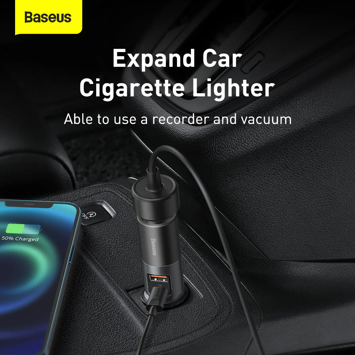 Baseus Share Together Fast Charge Car Charger with Cigarette Lighter Expansion Port 120W