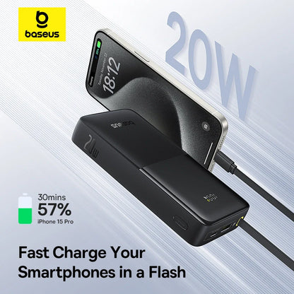 Baseus Bipow 2 Digital Display Power Bank 20000mAh 20W With Built-in Type C Cable