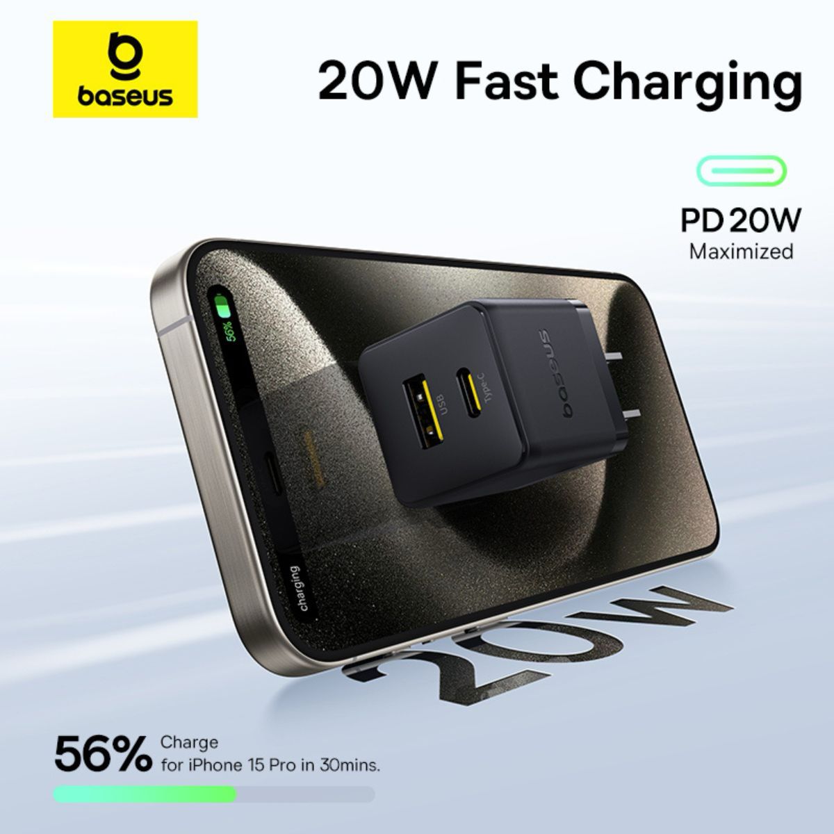 Baseus Palm Series Fast Charger C+U 20W US