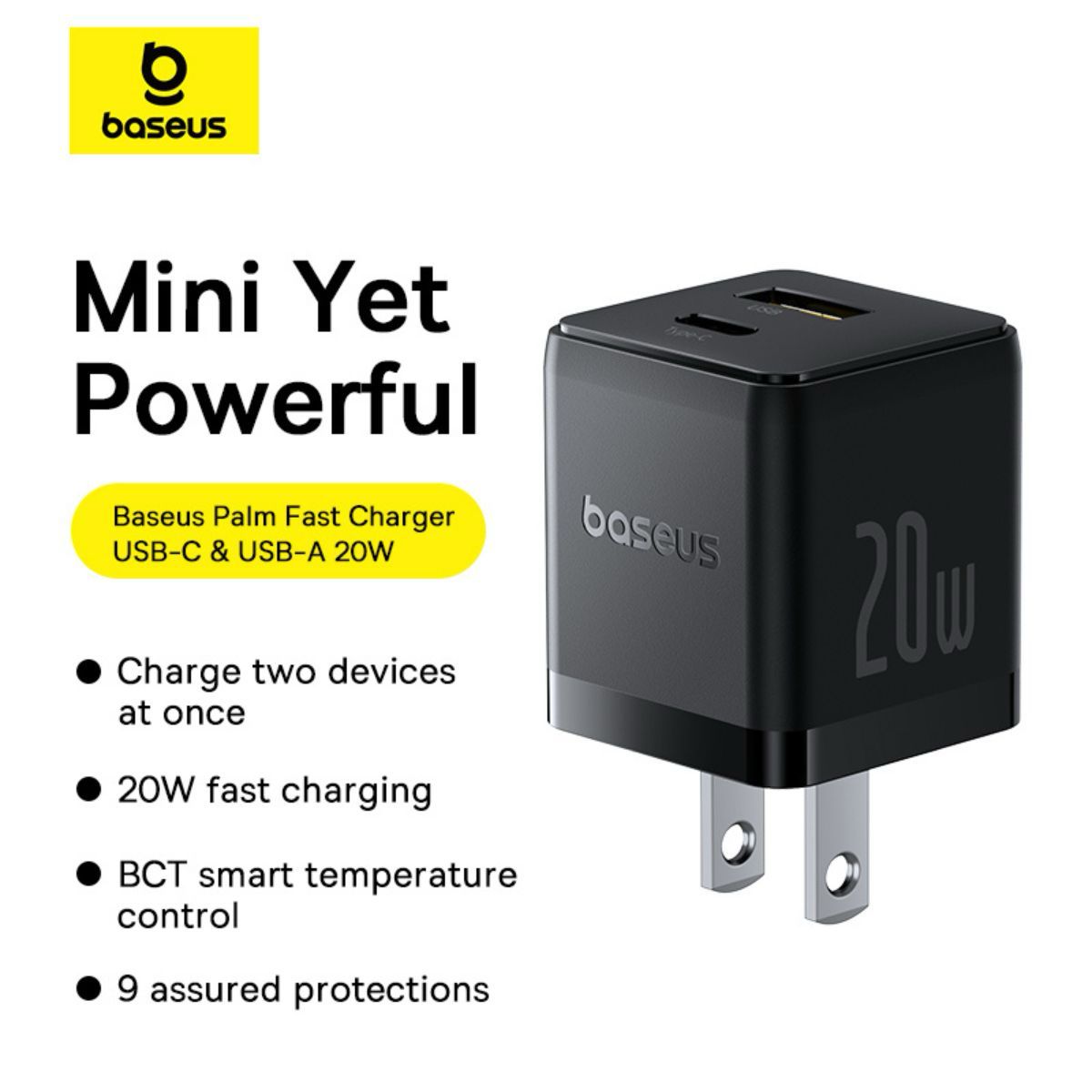 Baseus Palm Series Fast Charger C+U 20W US