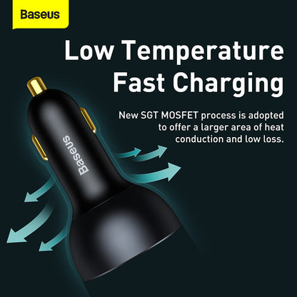 Baseus Car Charger 160W Qualcomm Quick Charge 5 Technology 2C+U With 100w Type-C Cable
