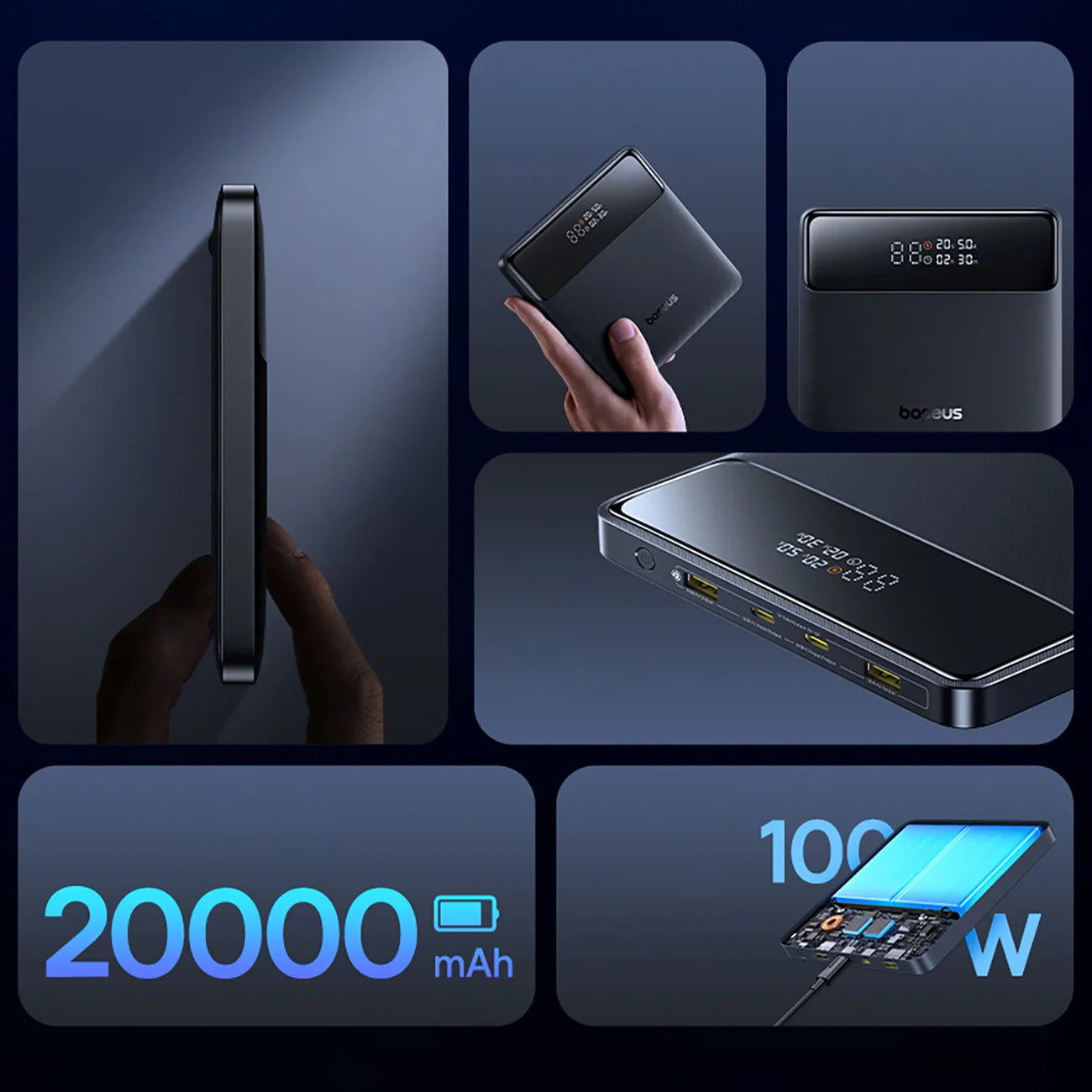 Baseus H1 Fast Charging Power Bank with Digital Display 20000mAh 100W Cosmic Black