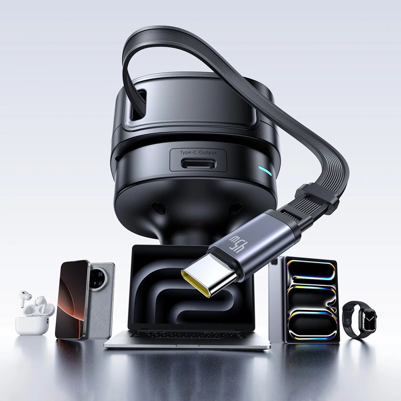 Baseus PrimeTrip VR1 60W USB-A USB-C Car Charger with Retractable USB-C Cable