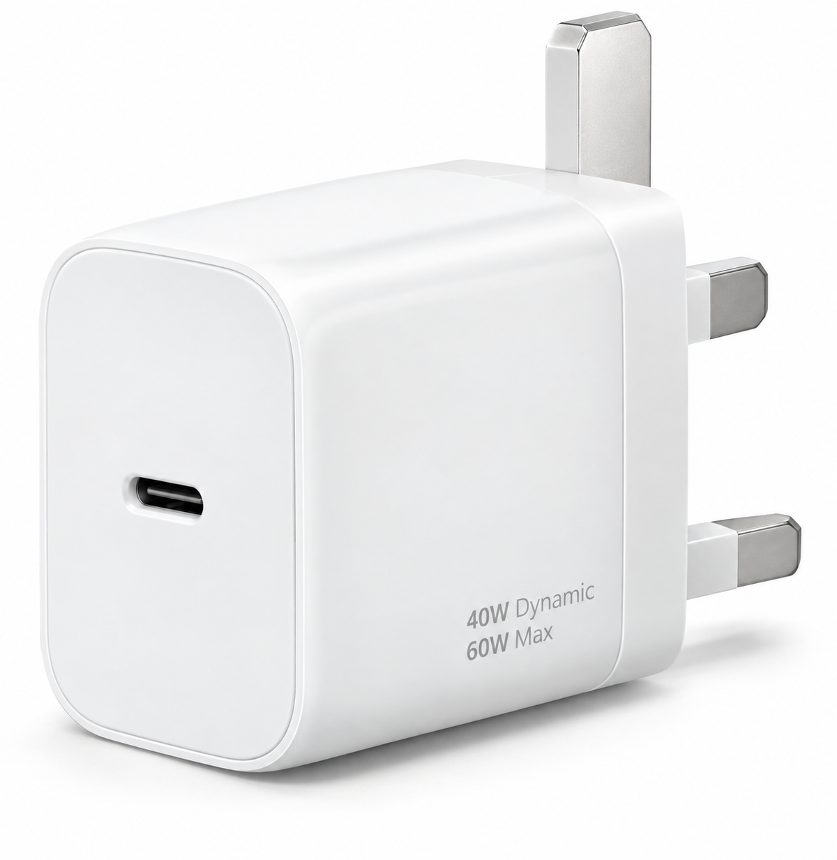 40W Dynamic 60W Max USB-C charger compatible with iPhone - white wall adapter