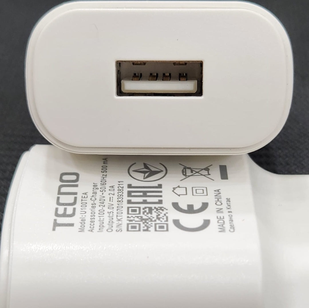 Tecno 100% Original 10W Charger – Safe & Reliable USB Fast Charging Adapter