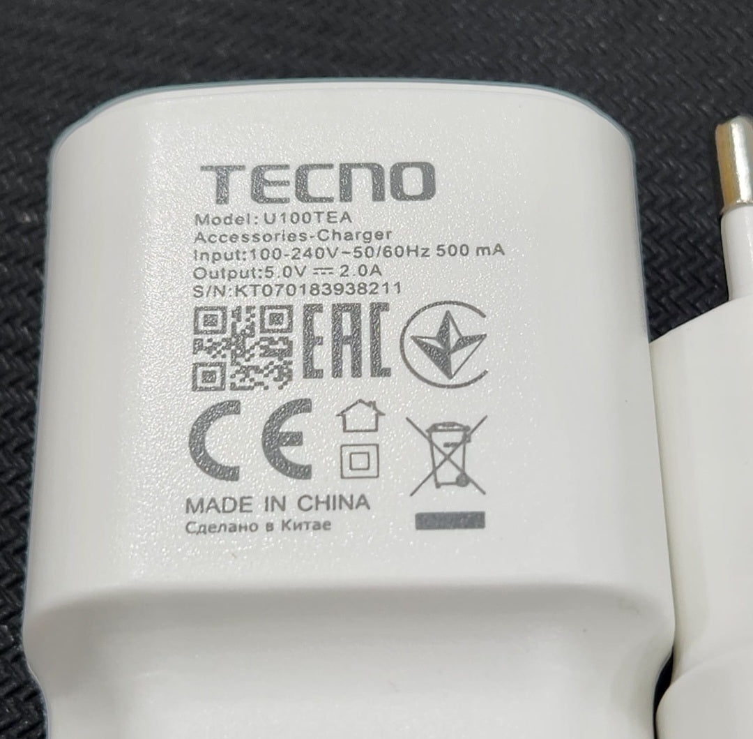 Tecno 100% Original 10W Charger – Safe & Reliable USB Fast Charging Adapter