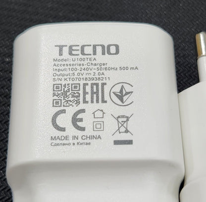 Tecno 100% Original 10W Charger – Safe & Reliable USB Fast Charging Adapter