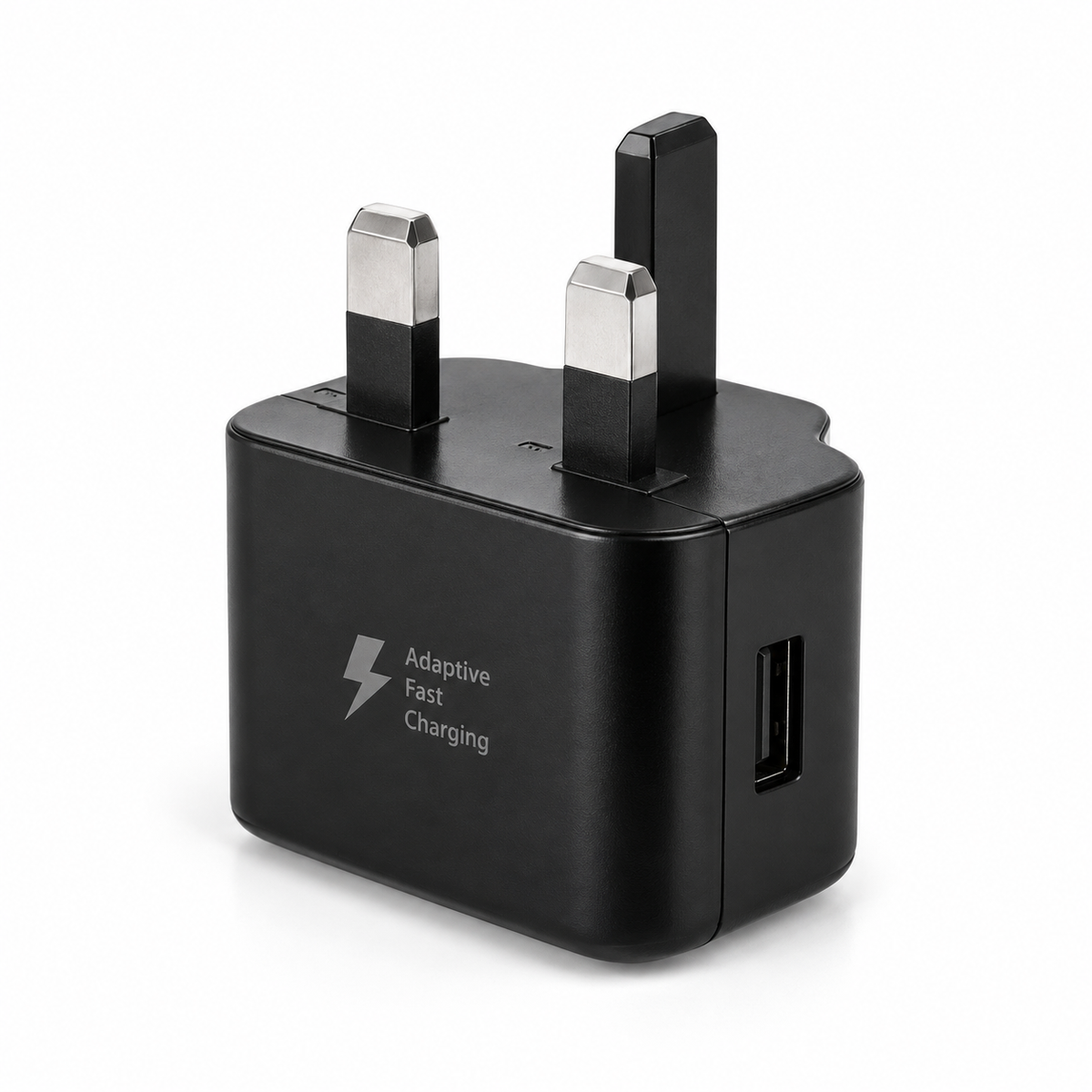 15W AFC fast charger compatible with Samsung Galaxy phones - black USB-A wall adapter