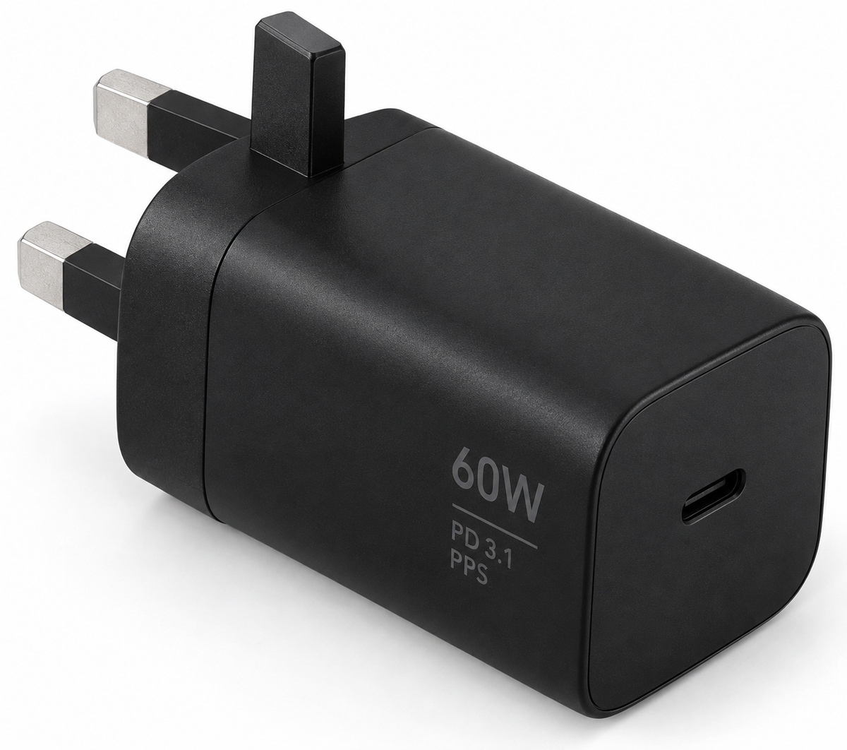 60W USB-C PD 3.1 PPS charger compatible with Samsung Galaxy - USB-C port view