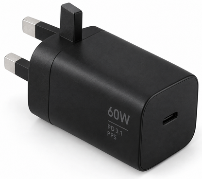 60W USB-C PD 3.1 PPS charger compatible with Samsung Galaxy - USB-C port view