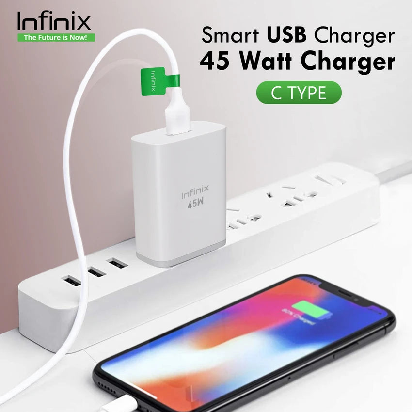 Infinix 45W Fast Charger | 100% Original Adapter Pakistan
