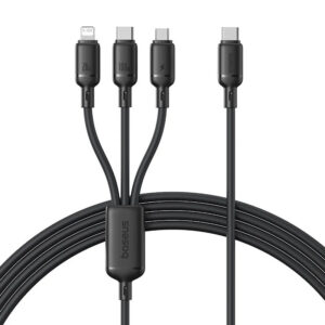 Baseus Silky One-for-Three Fast Charging Cable USB-C to M+L+C 100W 1.5m Cosmic Black 
