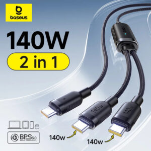 Baseus Flash 4 2-in-1 Fast Charging Cable USB-C to C+C 140W 1.5m Cosmic Black