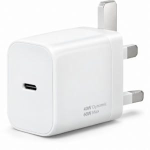 40W Dynamic 60W Max USB-C charger compatible with iPhone - white wall adapter
